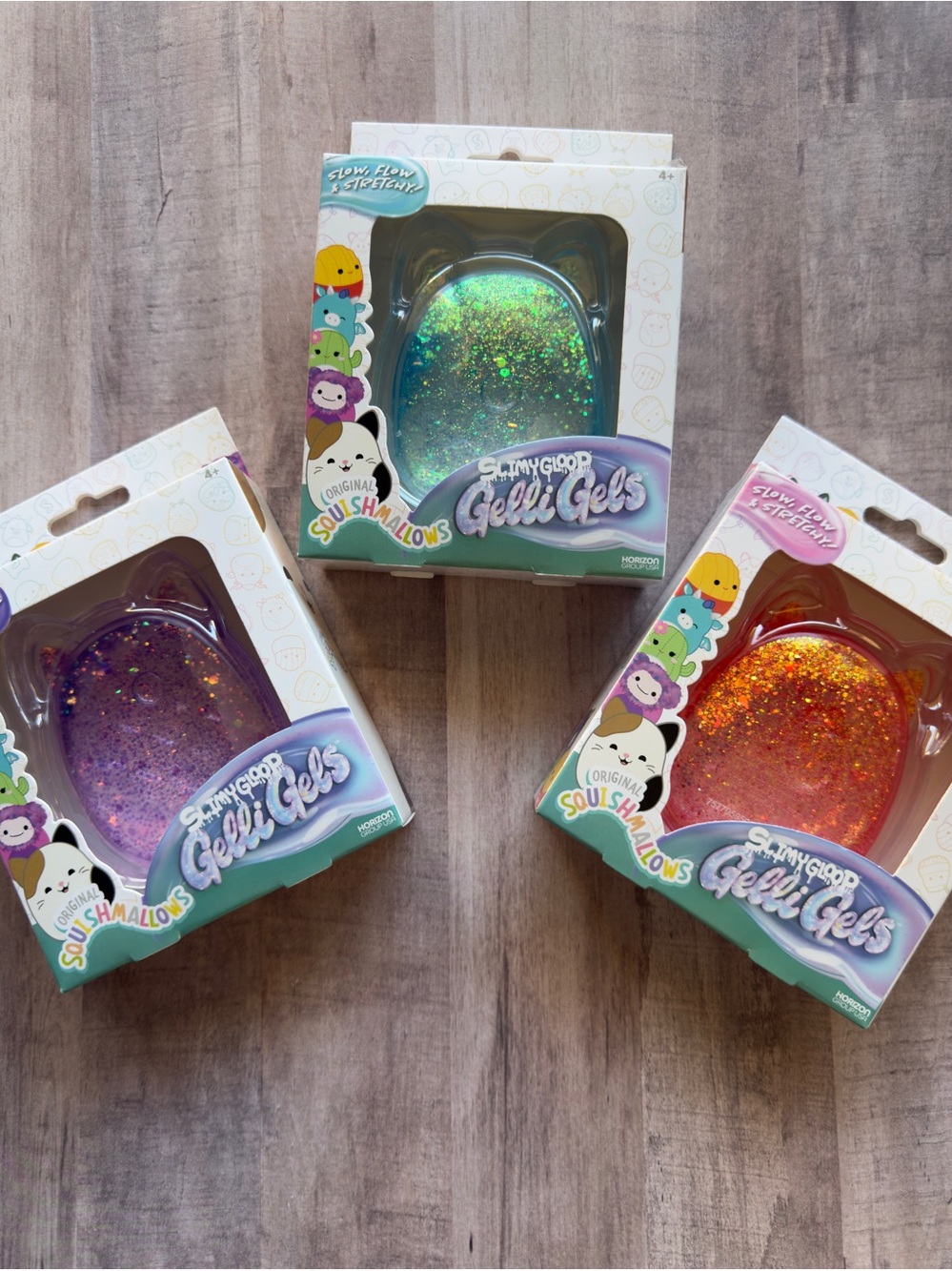 NEW SEALED Squishmallow Slimy Gloop Gelli Gells in Purple, Pink, Blue